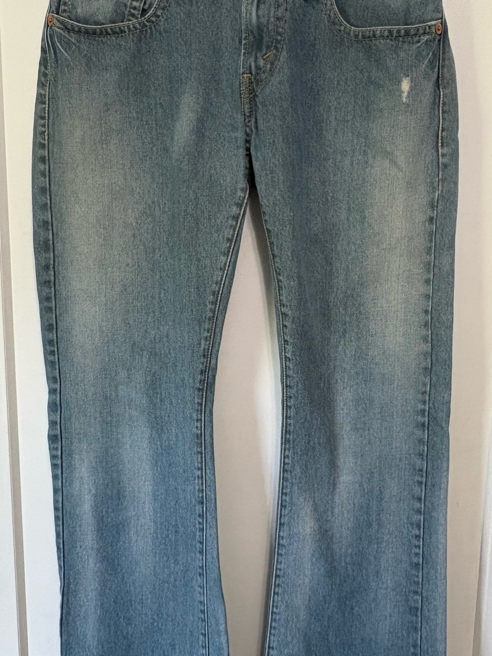 Vintage Levis Low Slim Bootcut Jeans Flap Pocket Y2K 2005 Denim Blue 31x31.5 12M